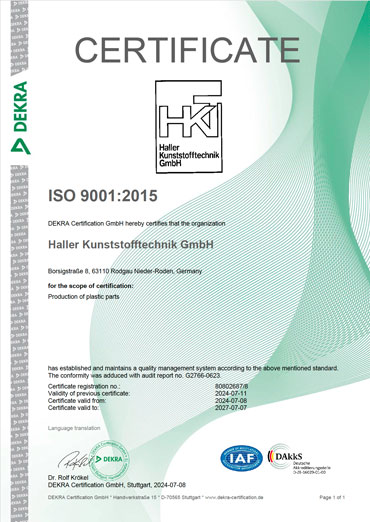 Certificate ISO 9001:2015